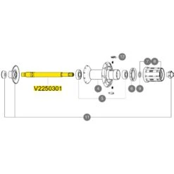 Mavic Rear Wheel Axle For Cosmic Carbone 40/CXR Ultimate 60/Cosmic Pro Carbon Exalith - V2250301