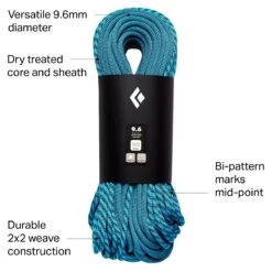 Black Diamond 9.6mm Dry Bi-Pattern Rope -Outdoor Sports Store BLU D6
